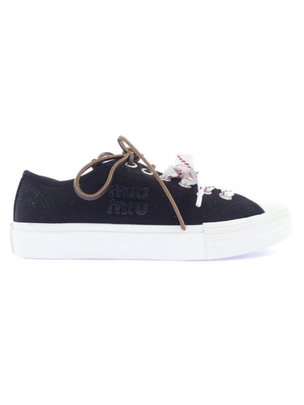 Miu Miu Leather Cotton Lace-up Sneakers